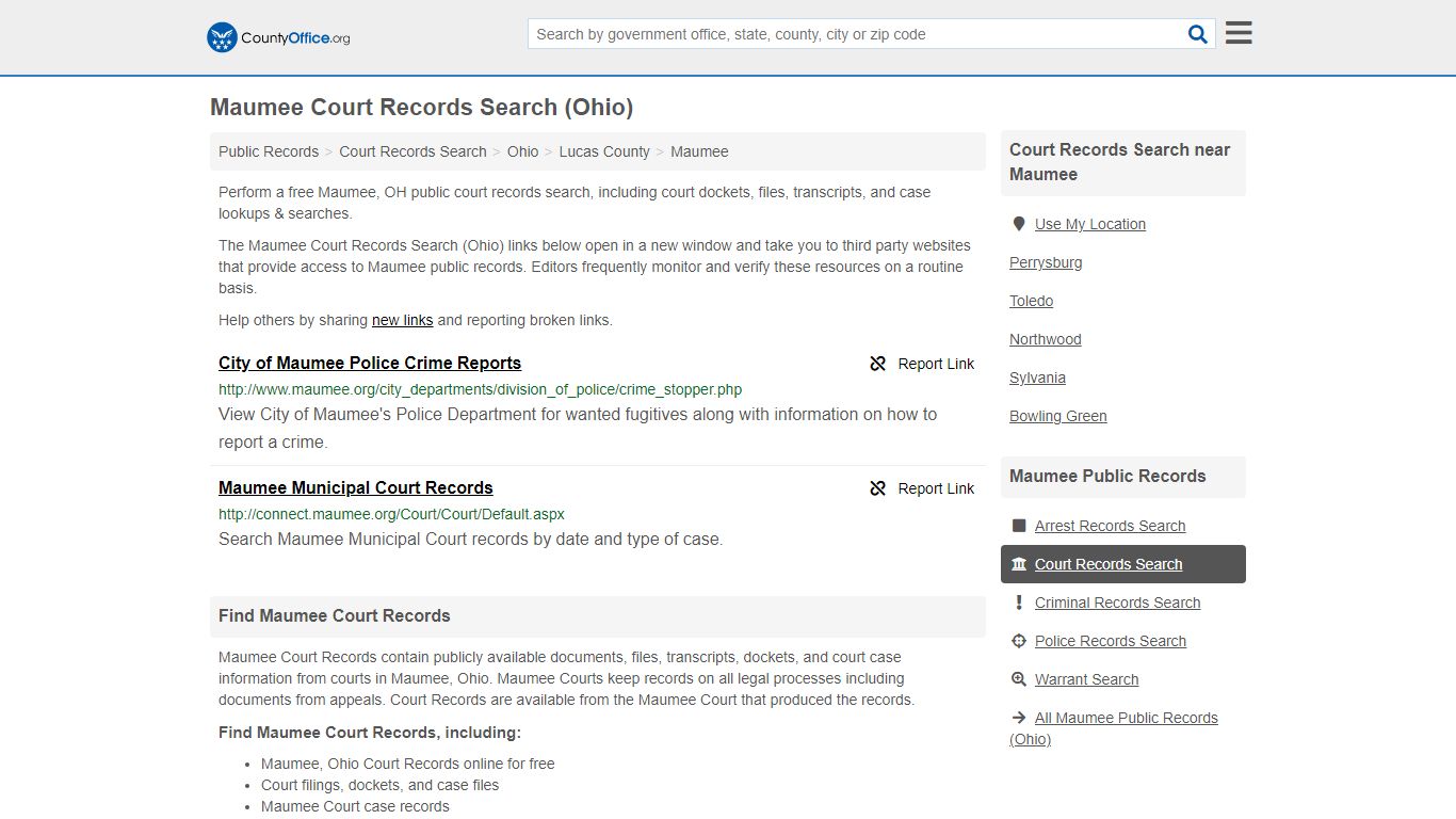 Court Records Search - Maumee, OH (Adoptions, Criminal ...