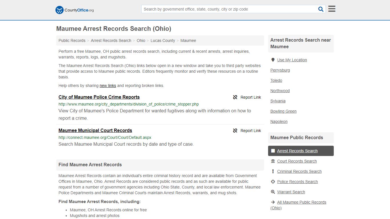 Arrest Records Search - Maumee, OH (Arrests & Mugshots)